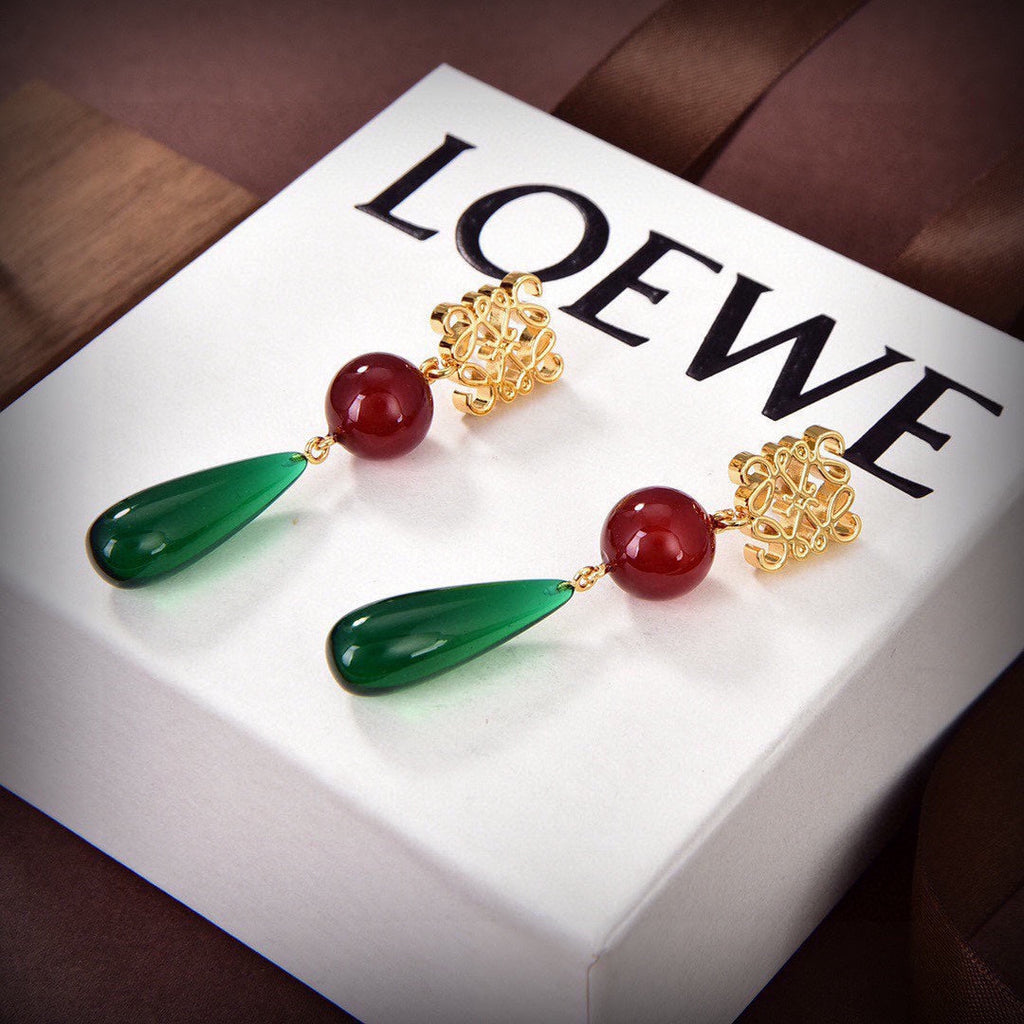 LOEWE Anagram Color Crystal Earrings - 18K Yellow Gold