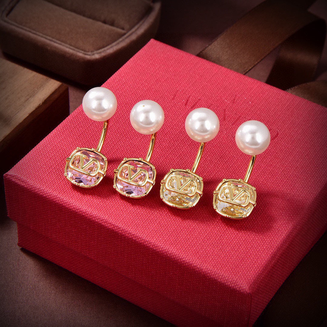 Valentino Crystal Earrings - 18K Yellow Gold