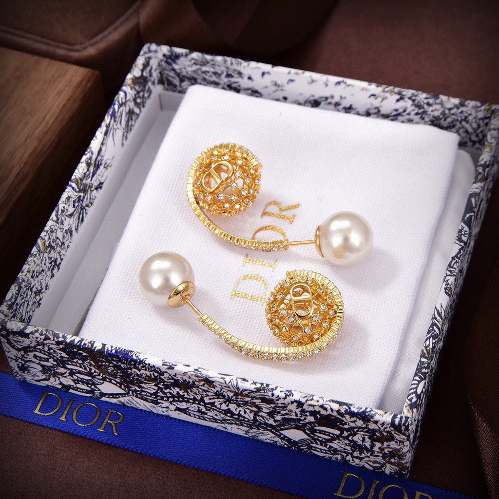 Dior Tribales White Resin Pearl Earrings