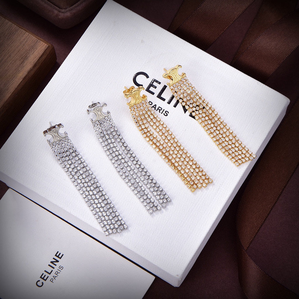 Celine Triomphe Precious Tassels Earrings - 18K Gold