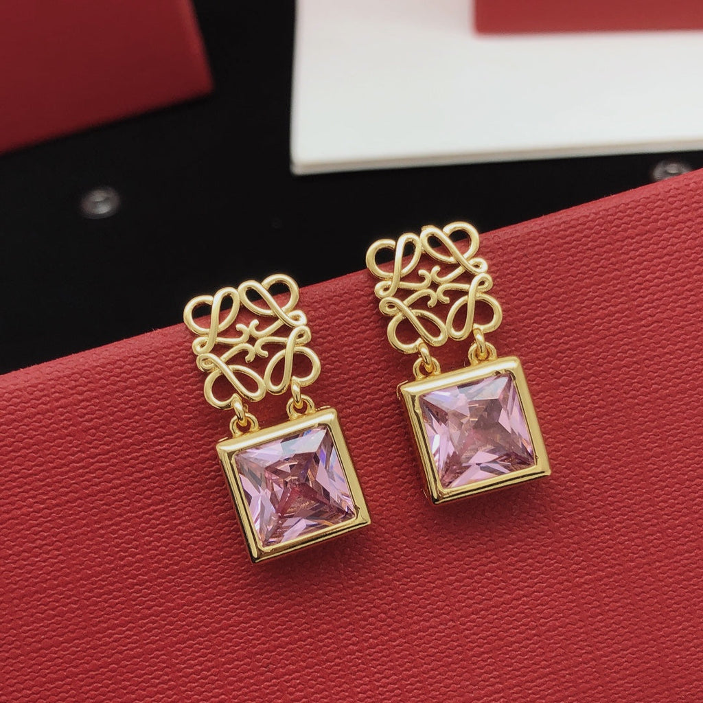 LOEWE Anagram Crystal Earrings - 18K Gold