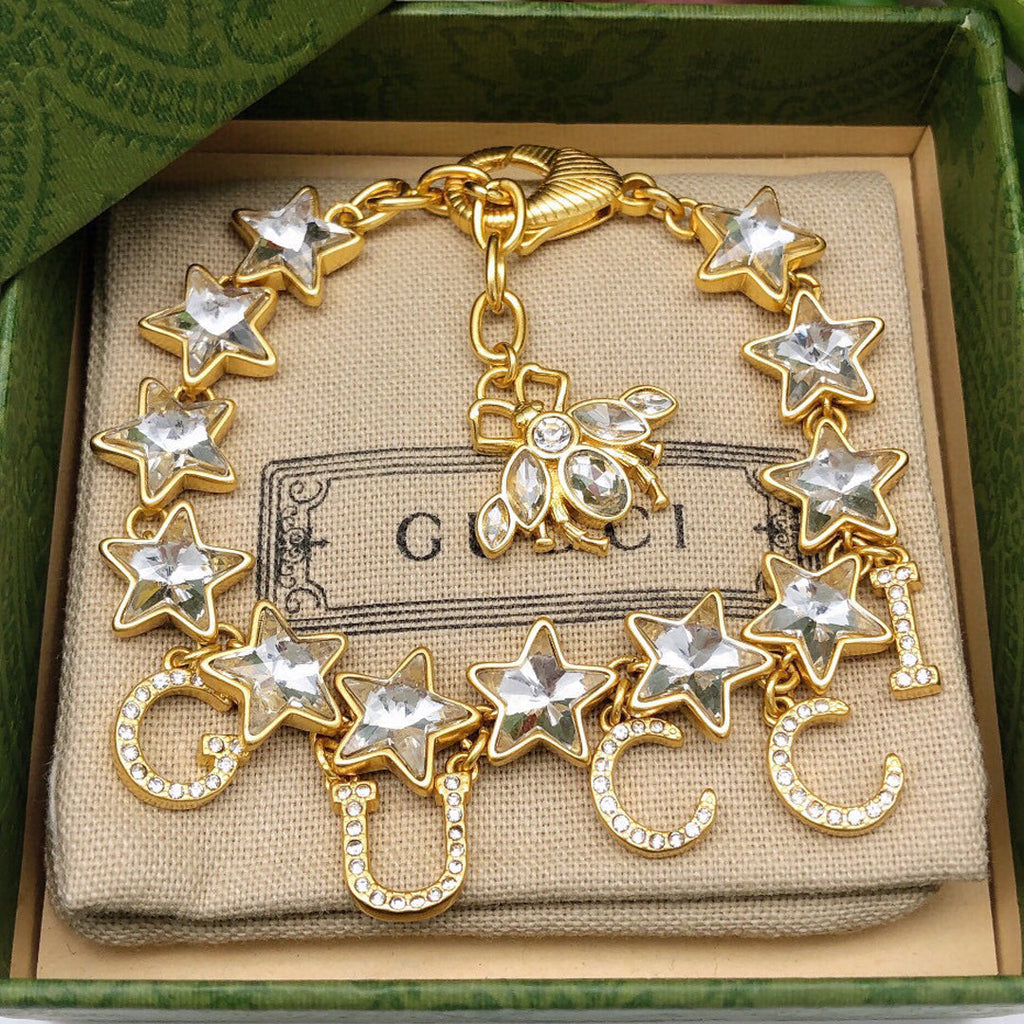 Gucci Double G Script Crystal Bracelet