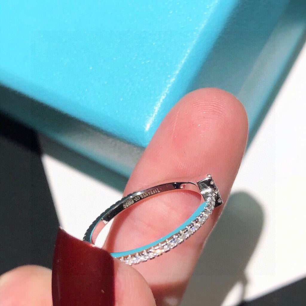 Tiffany Moissanite Wire Ring - 18K White Gold