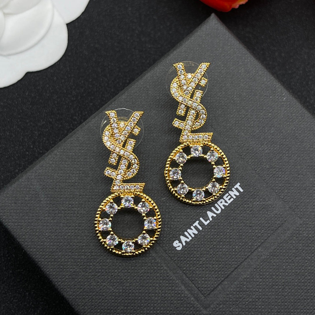 YSL Diamond Earrings - 18K Gold