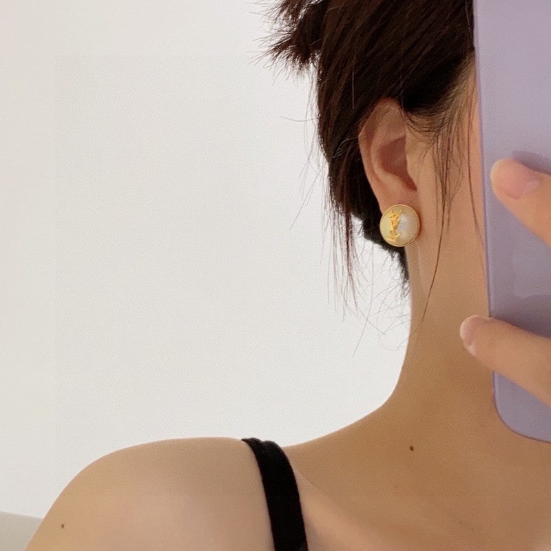 YSL White & Red Earrings - 18K Yellow Gold