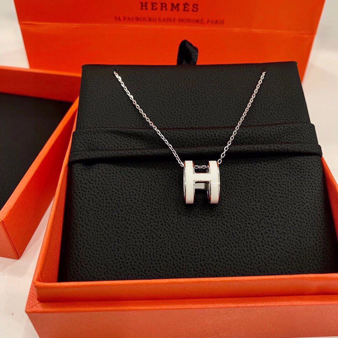 Hermes Mini Pop White Necklace