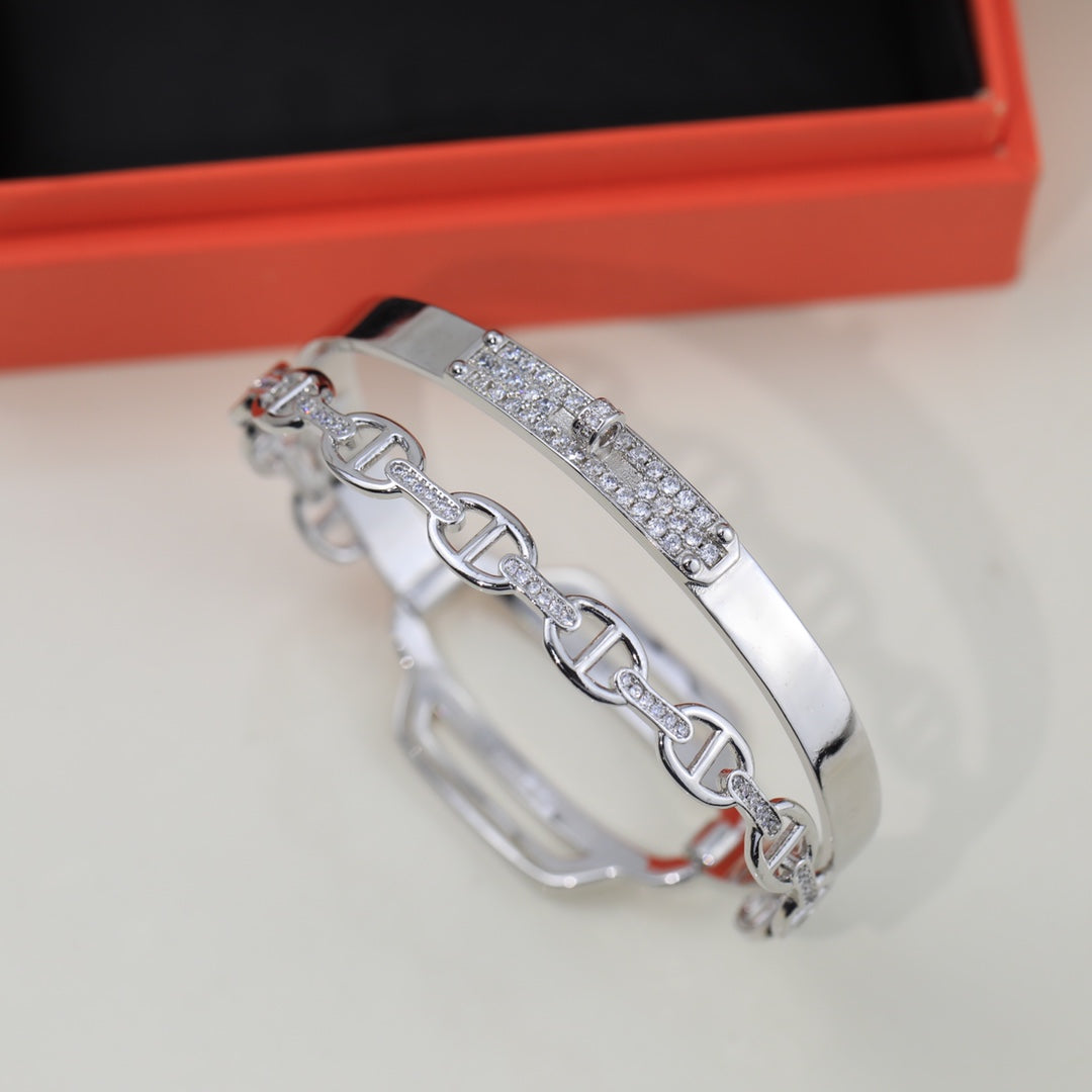 Hermes Kelly Double Tour Diamond Bracelet - 18K Gold