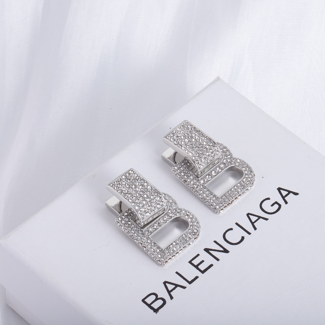 Balenciaga Hourglass Diamond Earrings - 18K White Gold