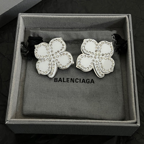 Balenciaga Flower Earrings - 18K White Gold