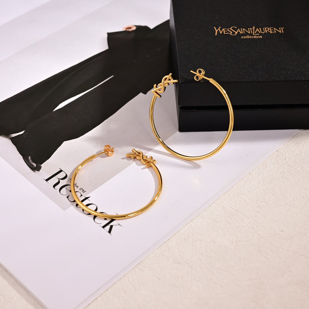 YSL Circle Earrings - 18K Gold