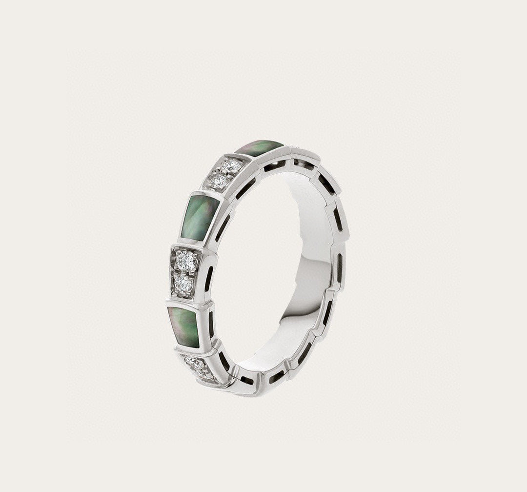 Bvlgari Serpenti Viper Malachite Ring - 18K White Gold