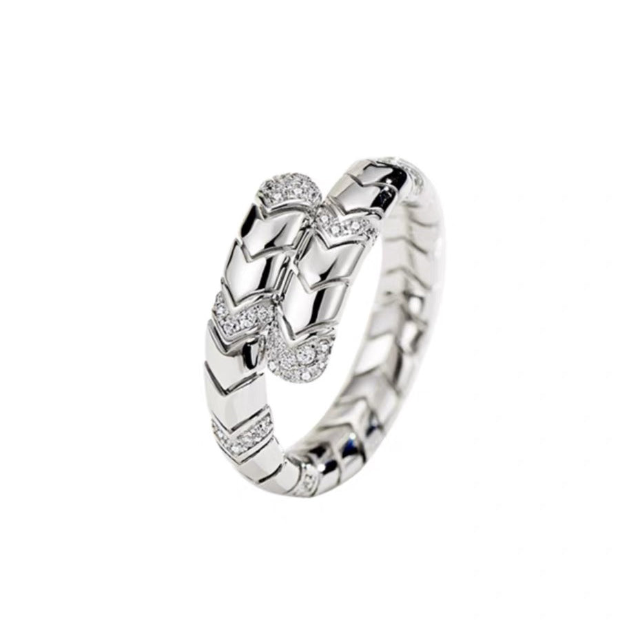 Bvlgari Serpenti Viper Pave Moissanite Ring - 18K White Gold