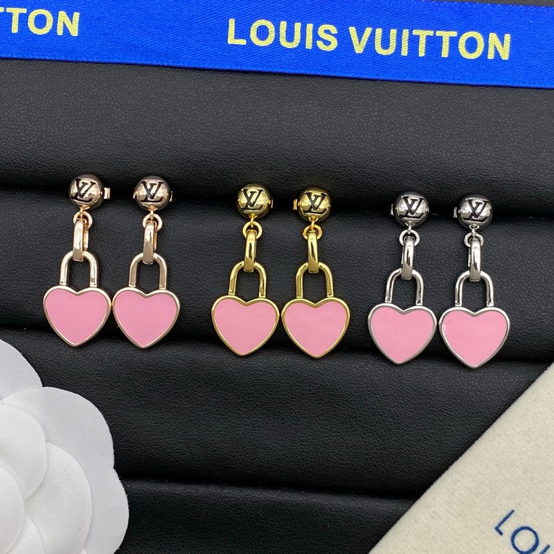 Louis Vuitton Pink Heart Earrings - 18K Gold