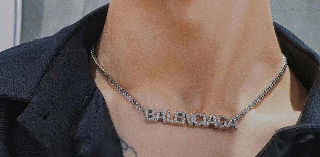 Balenciaga Typo Crystal Necklace