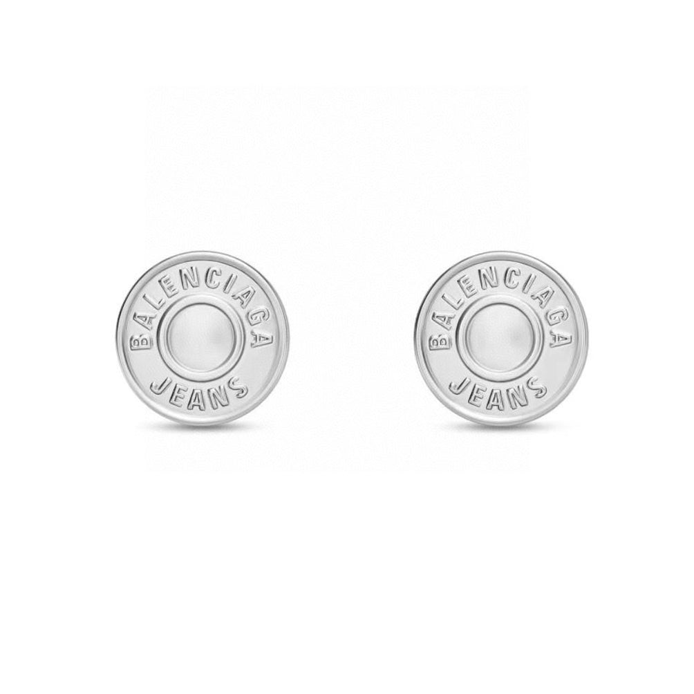 Balenciaga Circle Earrings - 18K White Gold