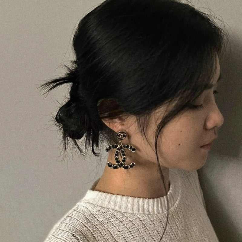 Chanel Leather Earrings - 18K Gold