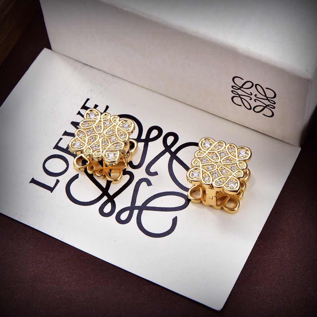 LOEWE Anagram Cube Diamond Earrings - 18K Yellow Gold