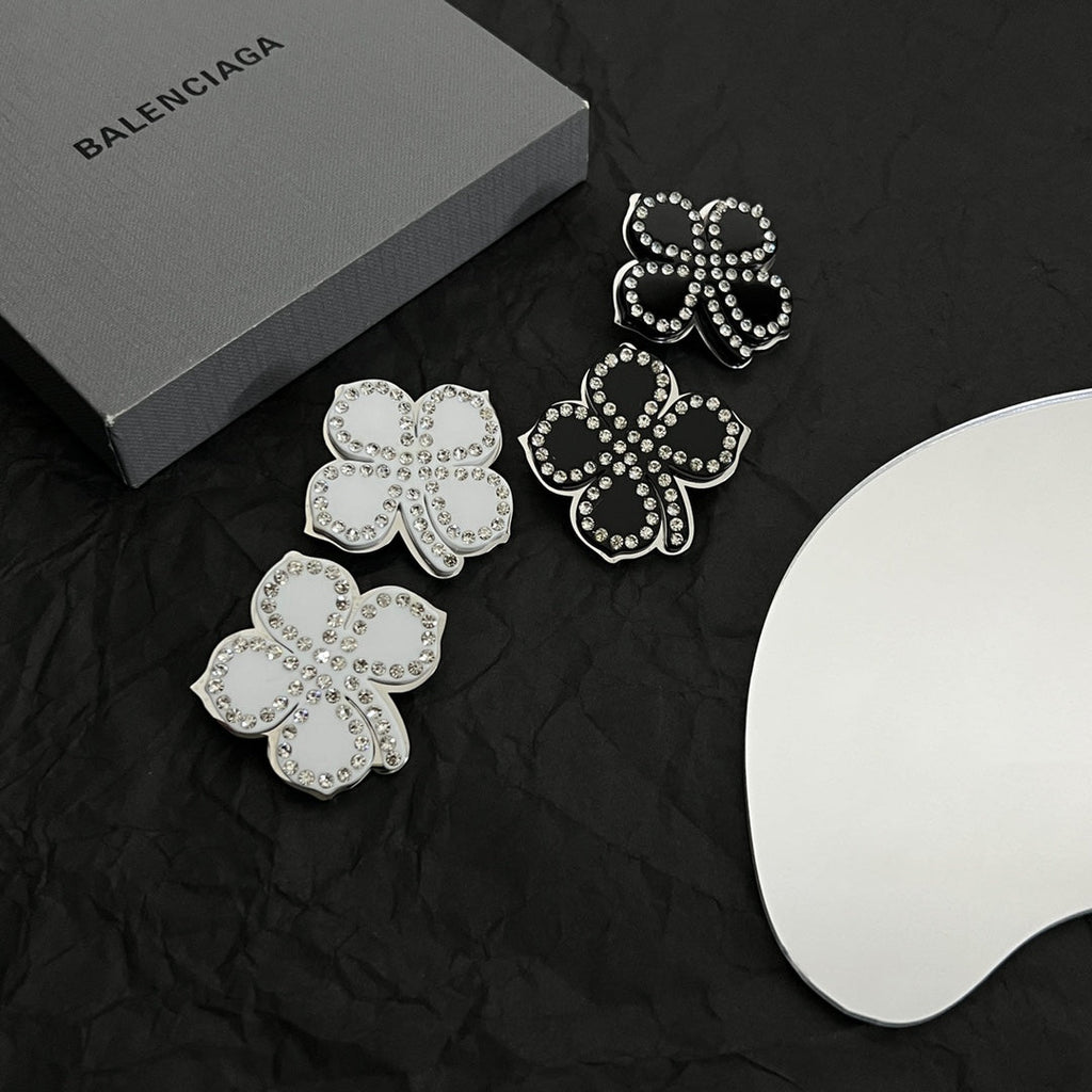 Balenciaga Flower Earrings - 18K White Gold