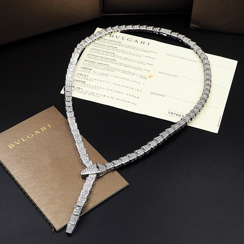 Bvlgari Serpenti Viper Full Pave Diamond Necklace - 18K Gold