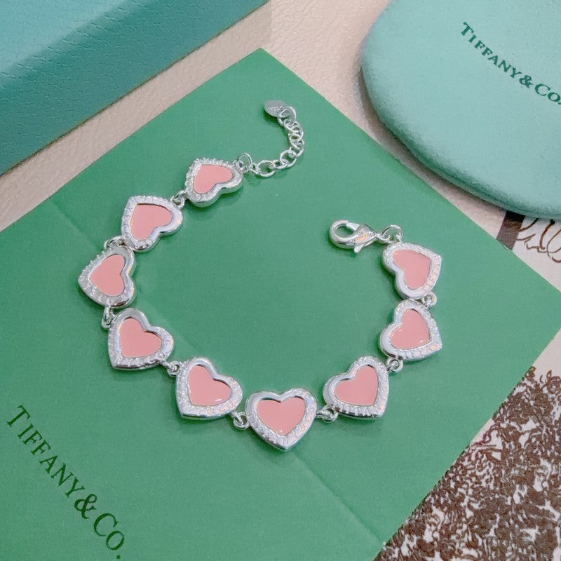 Return to Tiffany Pink Heart Tag Bracelet - 18K White Gold