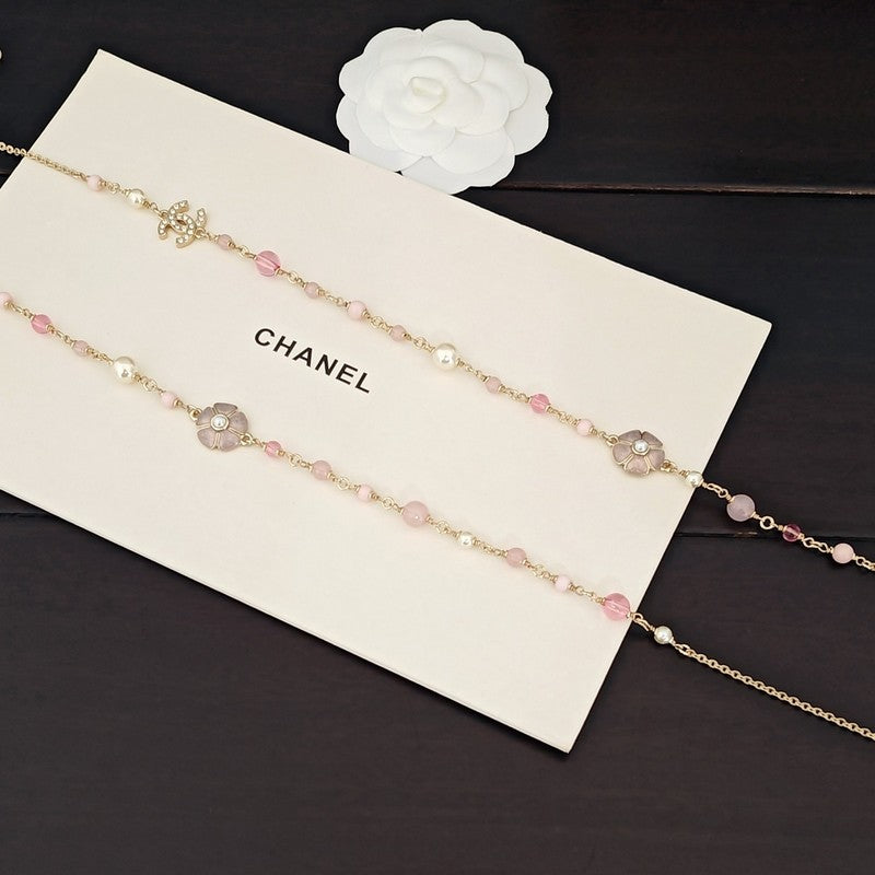 Chanel Pink Pearl Long Necklace