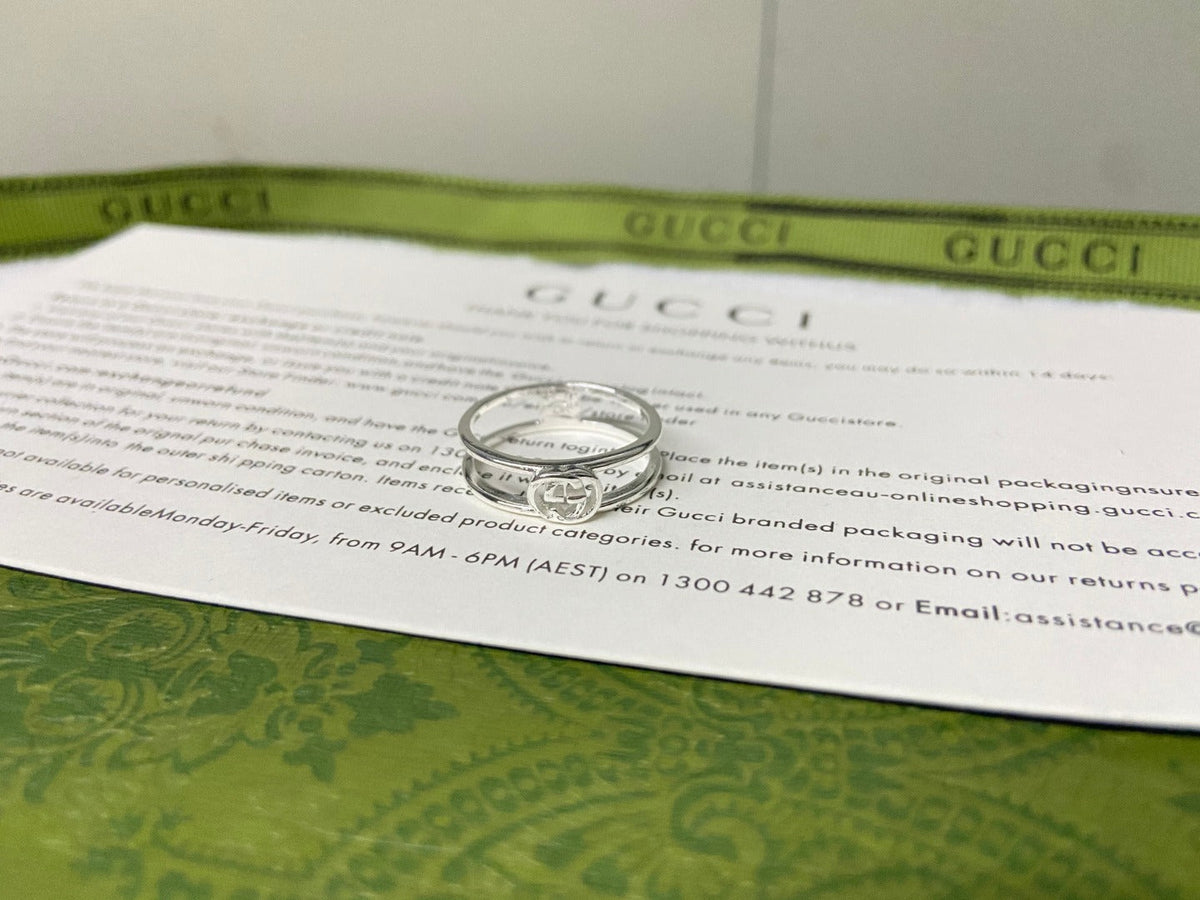 Gucci Double G Interlocking G Thin Open Ring