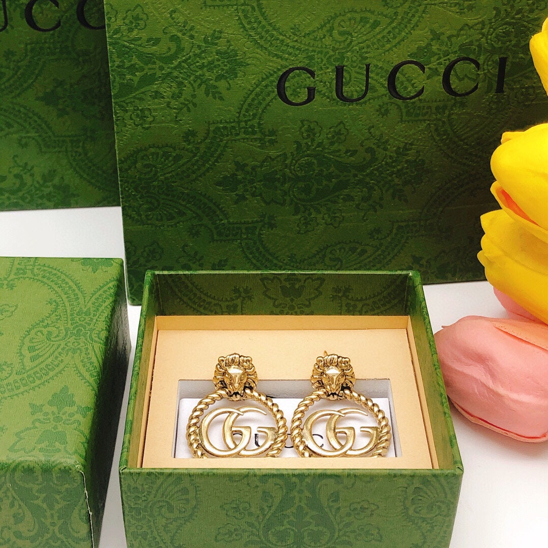 Gucci Double G Pendant Earrings - 18K Yellow Gold