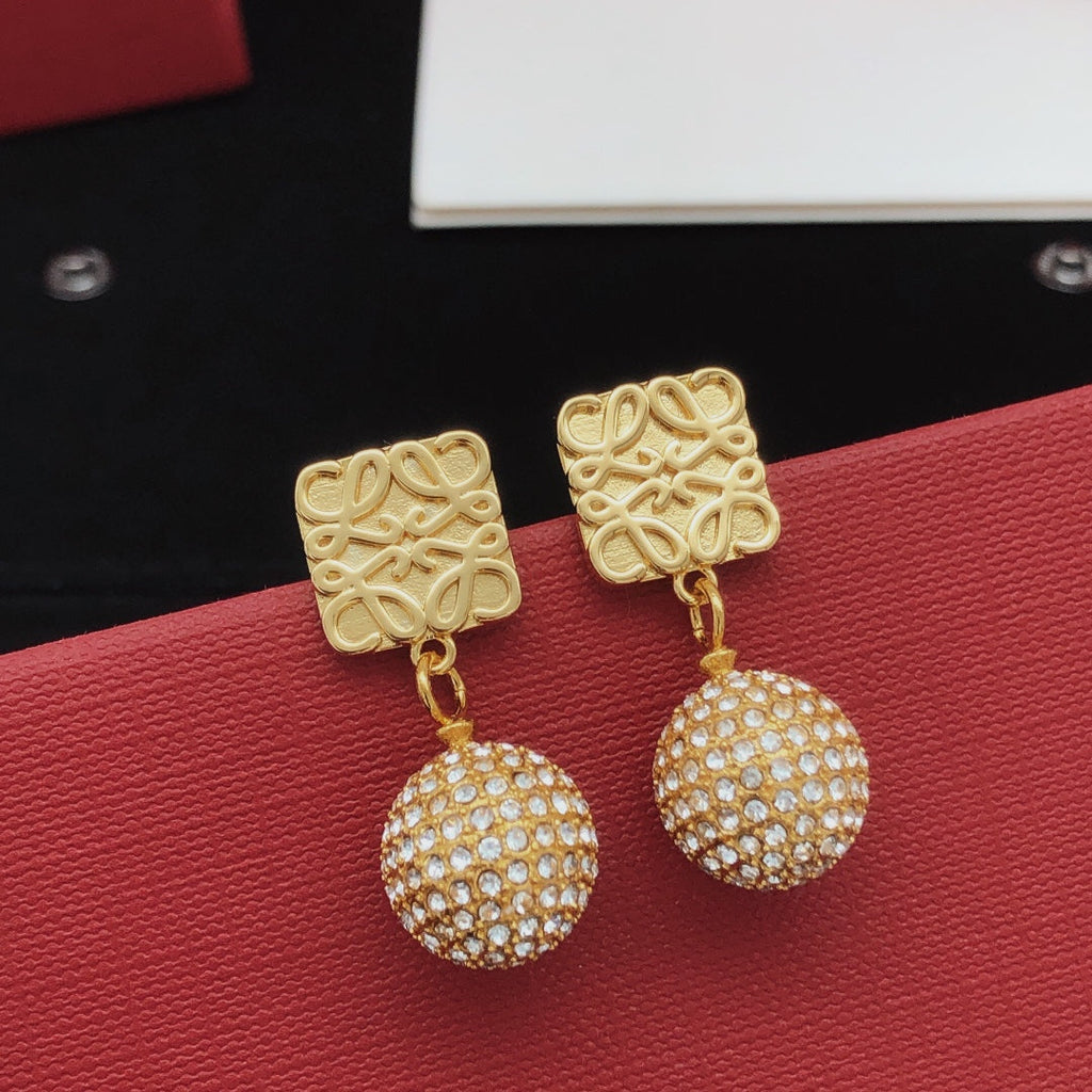 LOEWE Anagram Diamond Earrings - 18K Yellow Gold