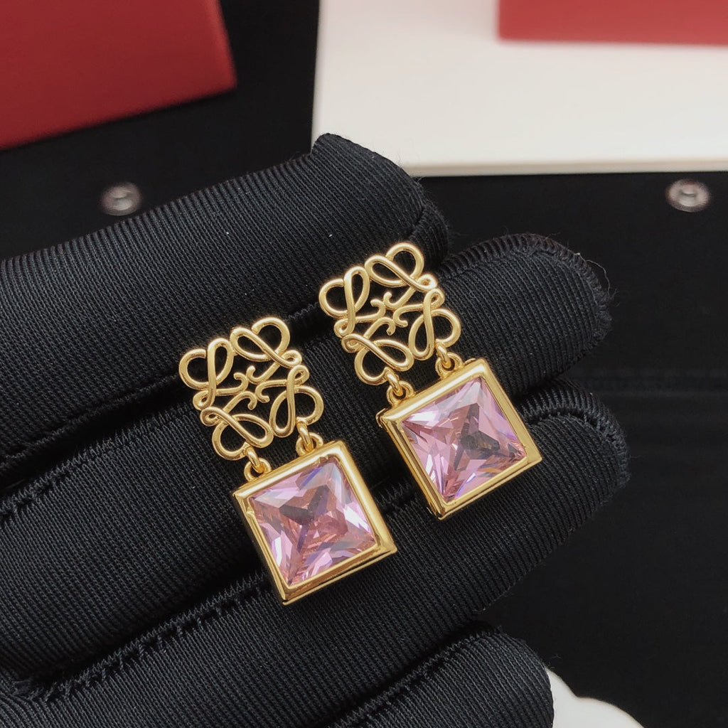 LOEWE Anagram Crystal Earrings - 18K Gold