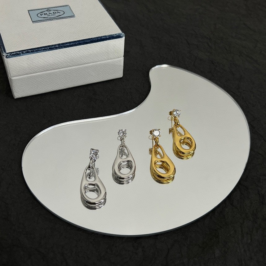 Prada Inverted Triangle Earrings - 18K Gold