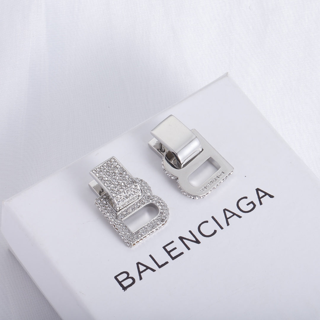 Balenciaga Hourglass Diamond Earrings - 18K White Gold