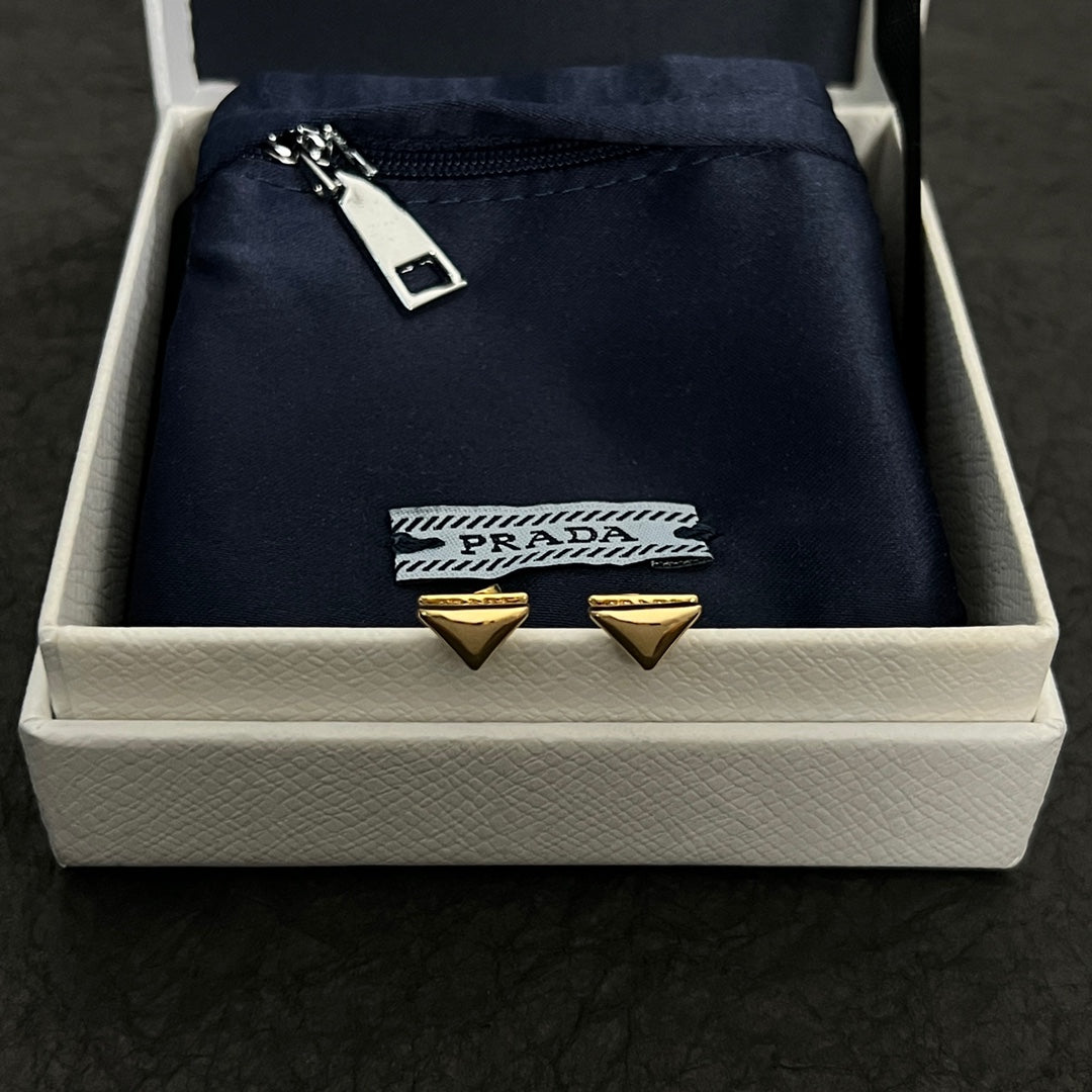 Prada Triangle Earrings - 18K Gold