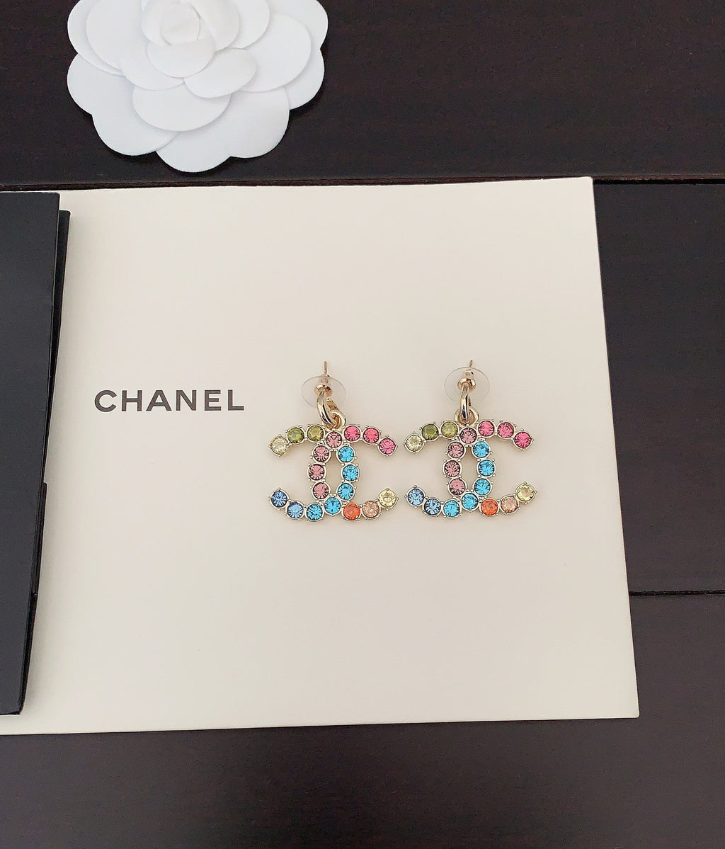 Chanel Color Crystal Earrings - 18K Yellow Gold