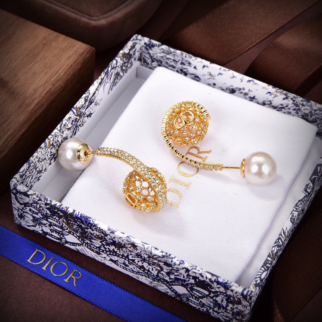 Dior Tribales White Resin Pearl Earrings