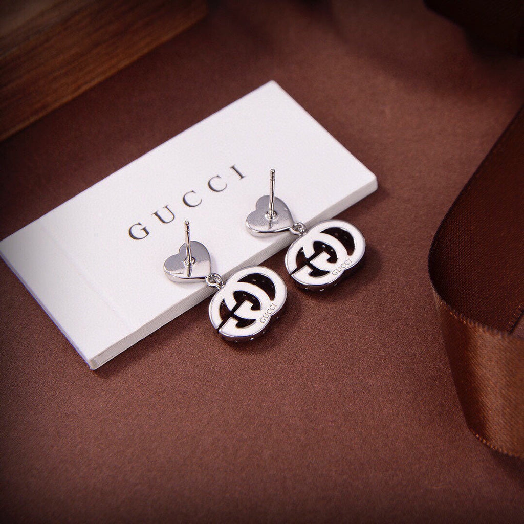 Gucci Double G Running Earrings - 18K White Gold