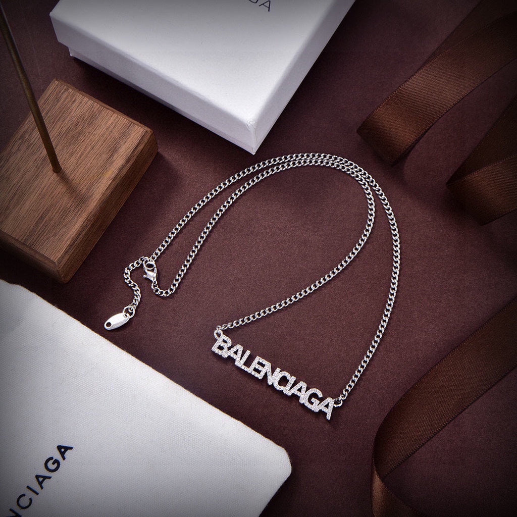 Balenciaga Typo Crystal Necklace