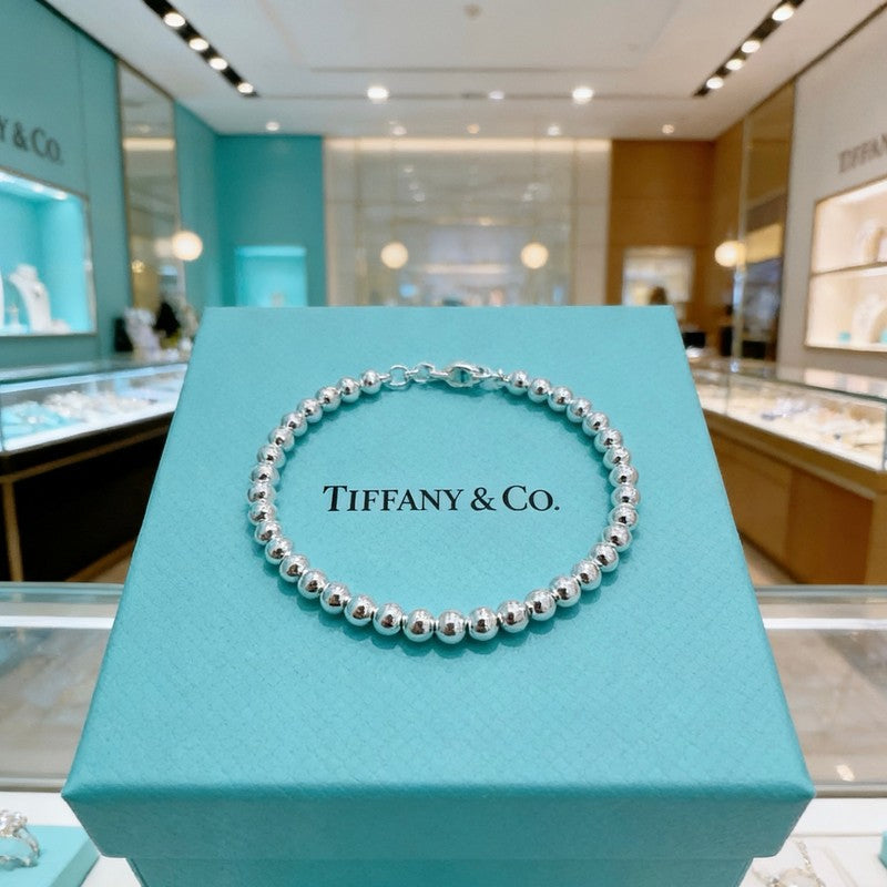 Return to Tiffany Big Blue Heart Tag Bead Bracelet - 18K White Gold