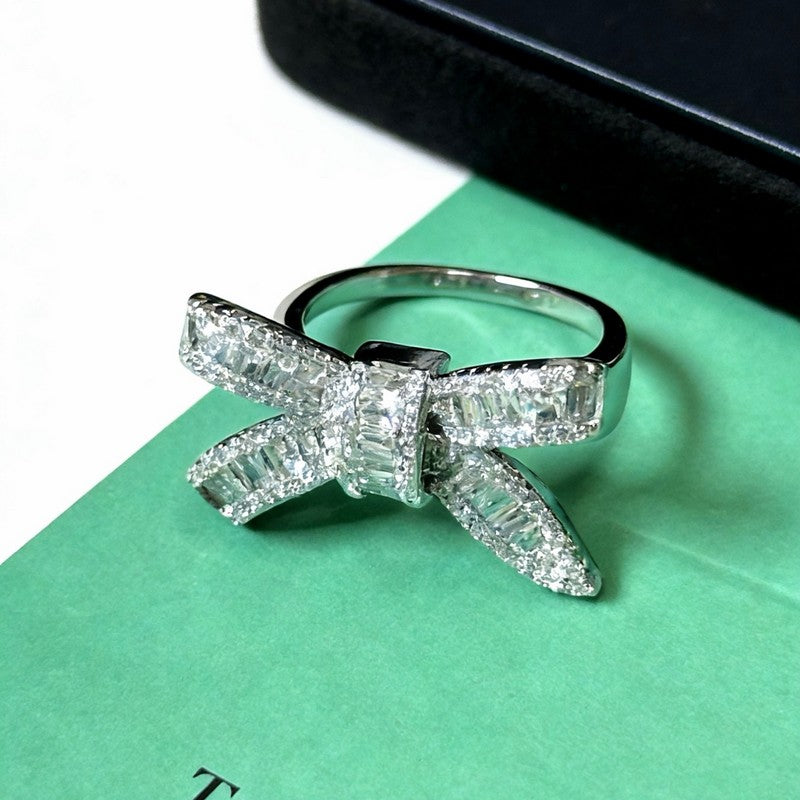 Tiffany Bow Moissanite Ring - 18K White Gold