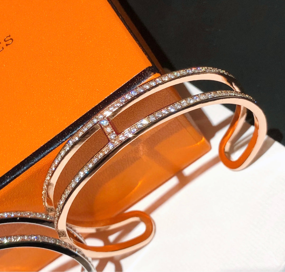 Hermes Ever Chain d'Ancre Cuff Diamond Bracelet - 18K Gold