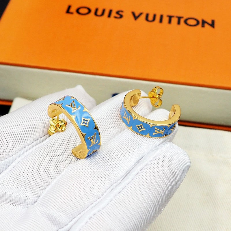 Louis Vuitton Nanogram Enamel Earrings - 18K Yellow Gold