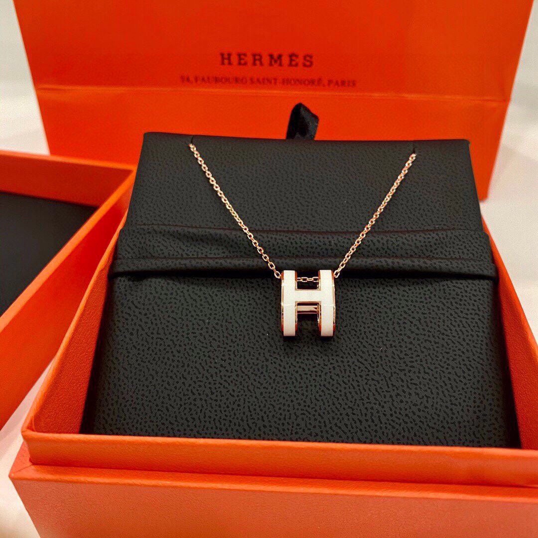 Hermes Mini Pop White Necklace