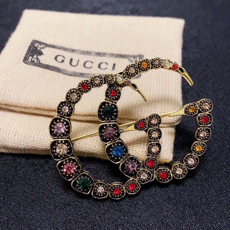 Gucci Double G Color Crystal Brooch