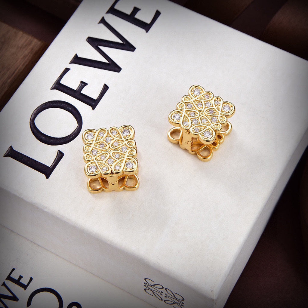 LOEWE Anagram Cube Diamond Earrings - 18K Yellow Gold