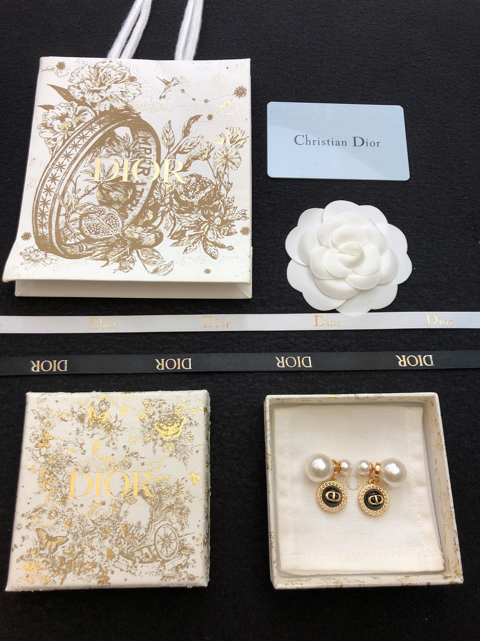 Dior Black Pearl Earrings
