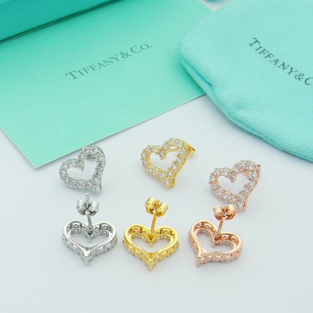 Tiffany Heart Moissanite Earrings - 18K Rose Gold