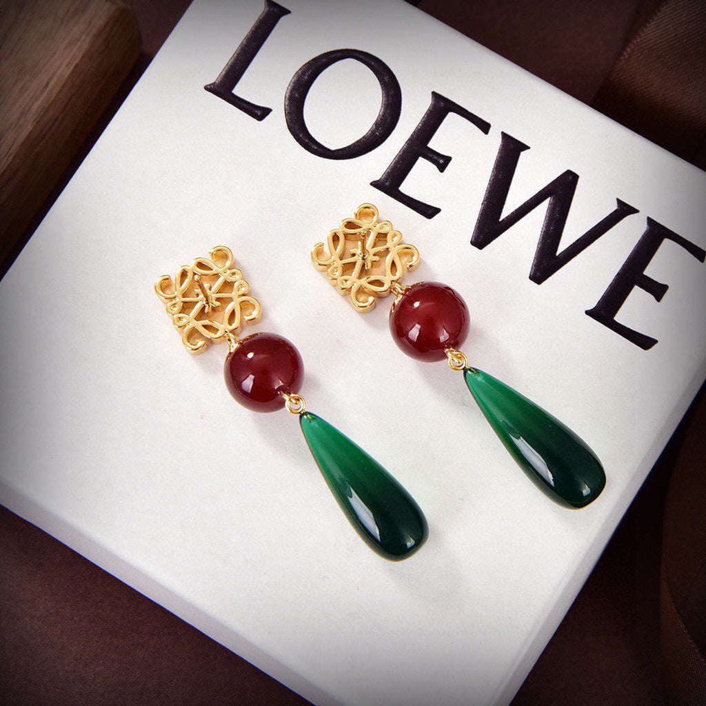 LOEWE Anagram Color Crystal Earrings - 18K Yellow Gold