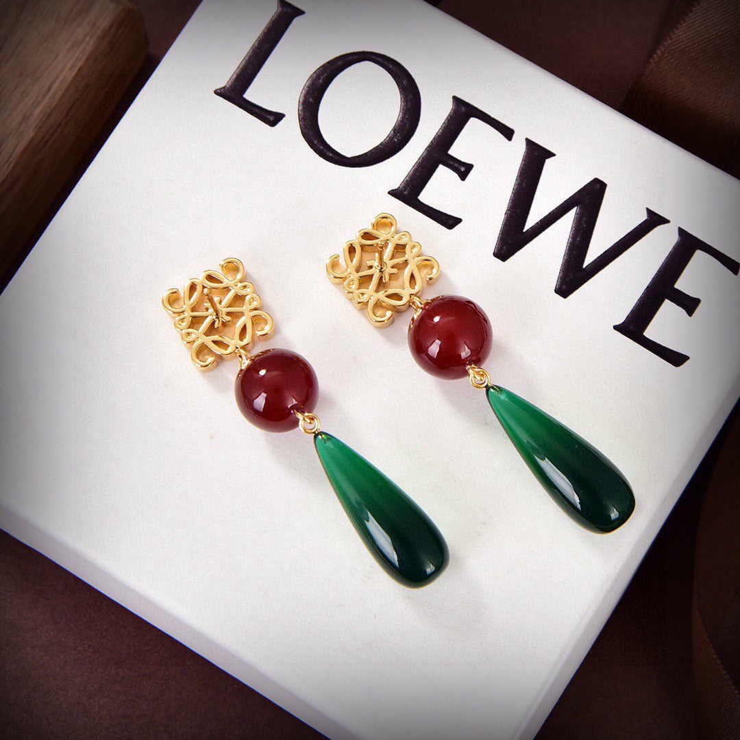 LOEWE Anagram Color Crystal Earrings - 18K Yellow Gold