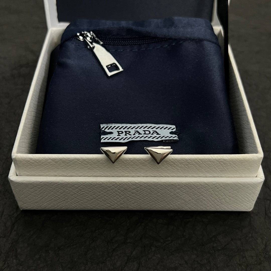 Prada Triangle Earrings - 18K Gold