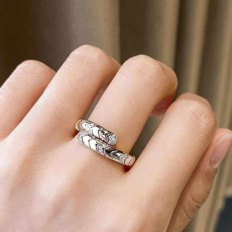 Bvlgari Serpenti Viper Pave Moissanite Ring - 18K White Gold