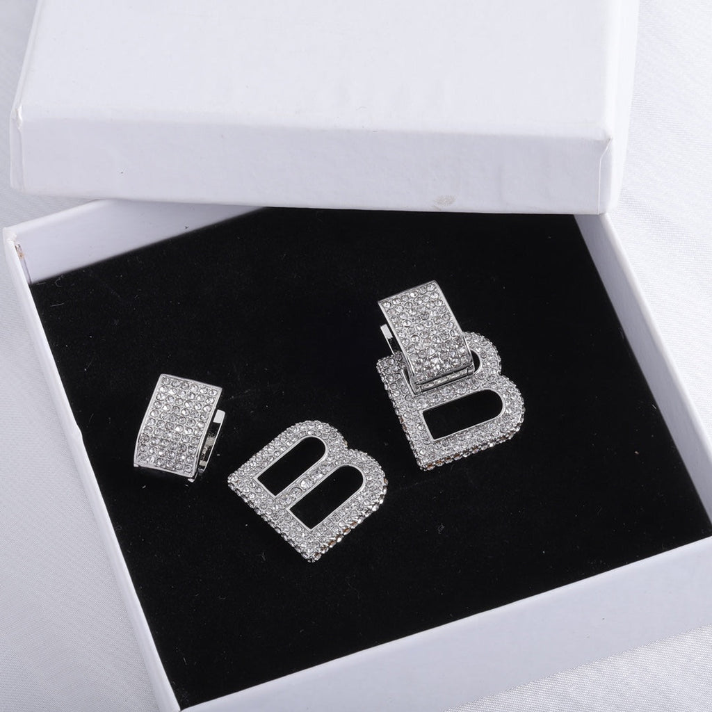 Balenciaga Hourglass Diamond Earrings - 18K White Gold